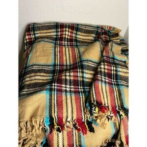 Amana woolen mills plaid acrylic throw blanket